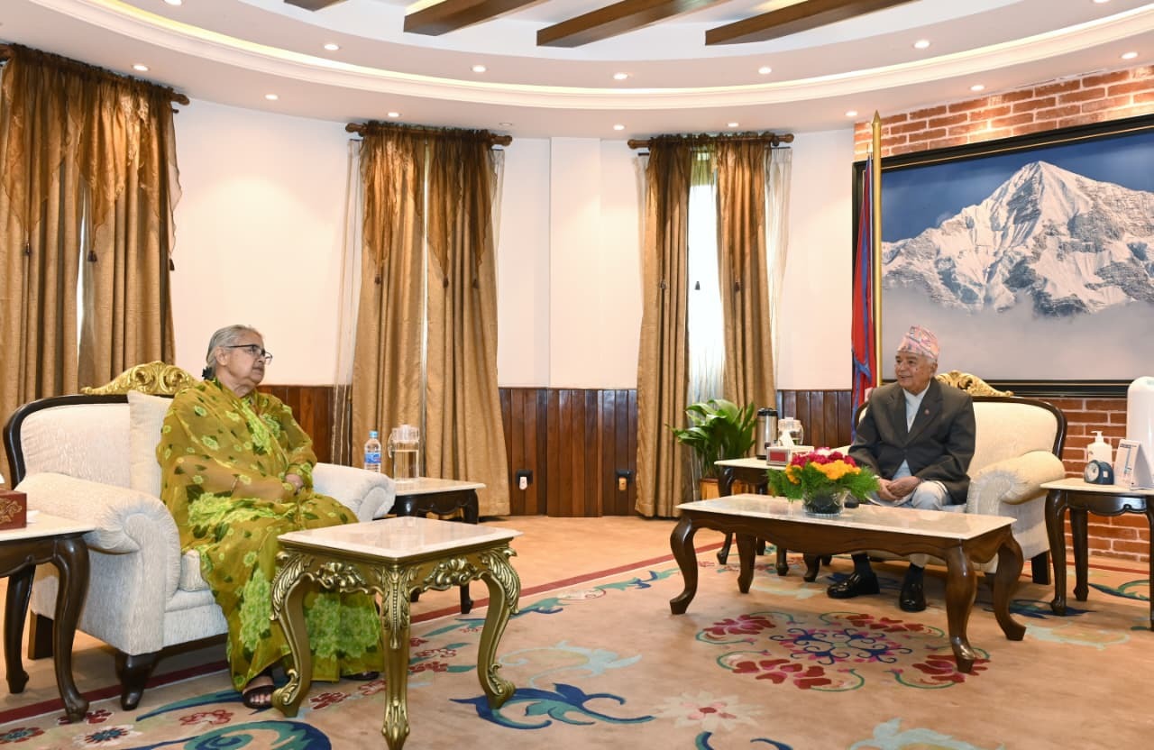 PM Karki meets President Paudel at Sheetal Niwas