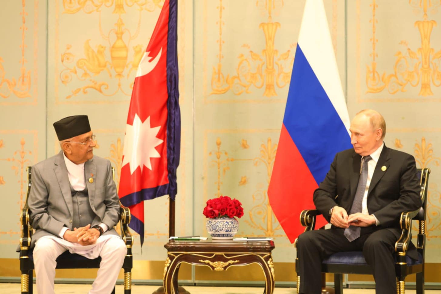 PM Oli meets Russian President Putin in Tianjin
