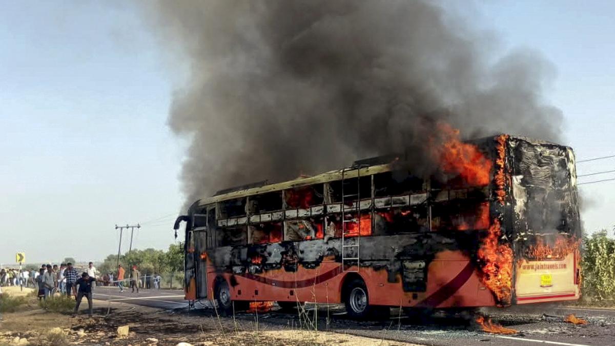 20 killed as bus catches fire in India’s Rajasthan