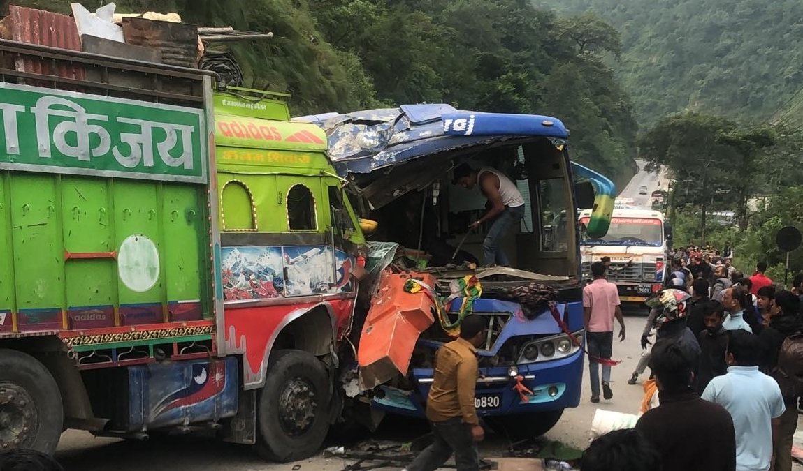 Seven vehicles collide on Narayangadh–Muglin road