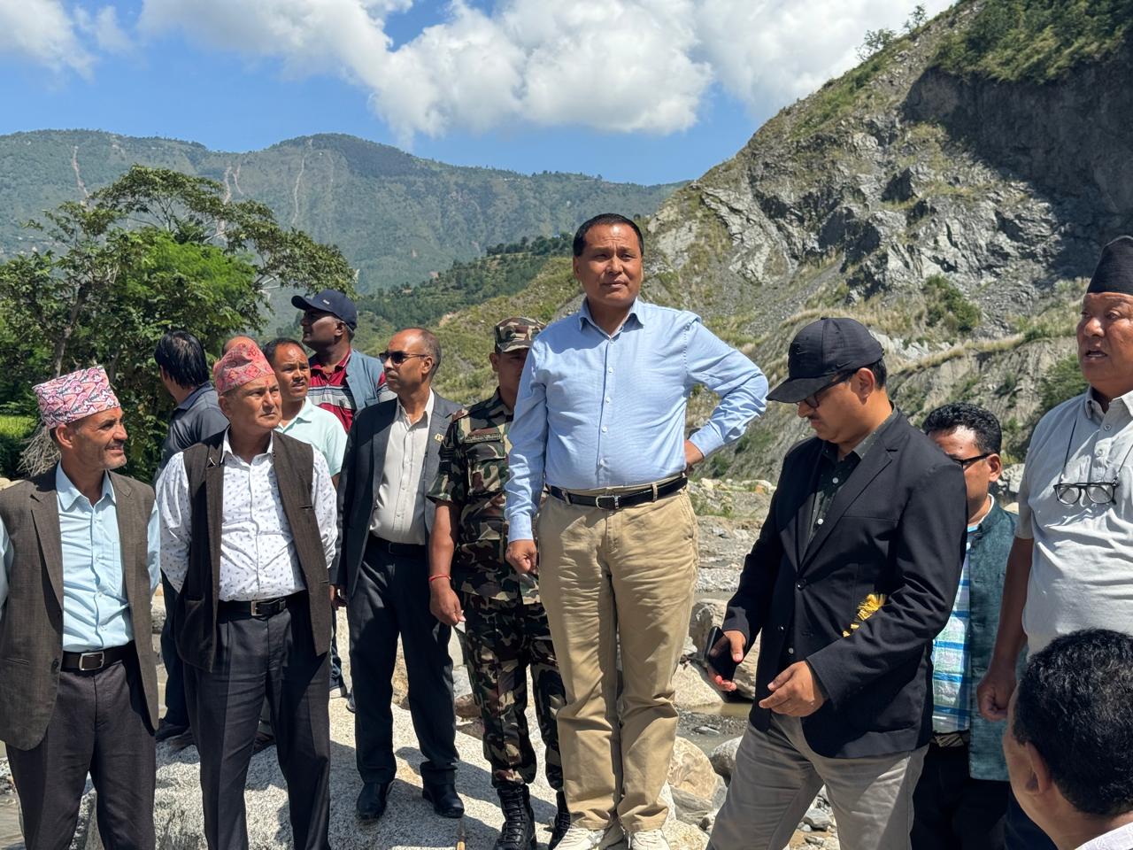 Minister Ghising inspects BP Highway reconstruction