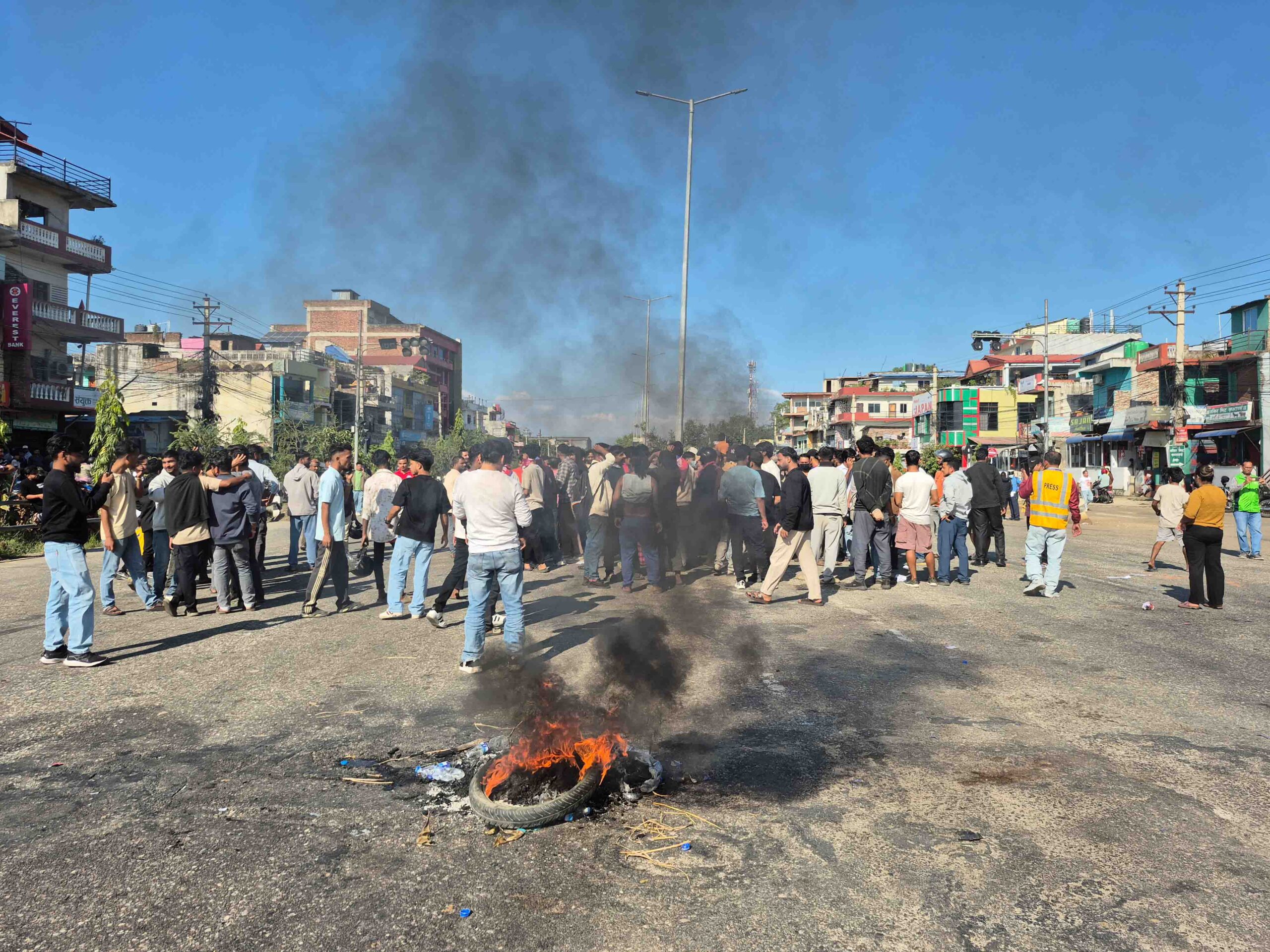 In picture: Tensions escalate in Simara as clashes erupt between Gen-Z protesters and UML cadres