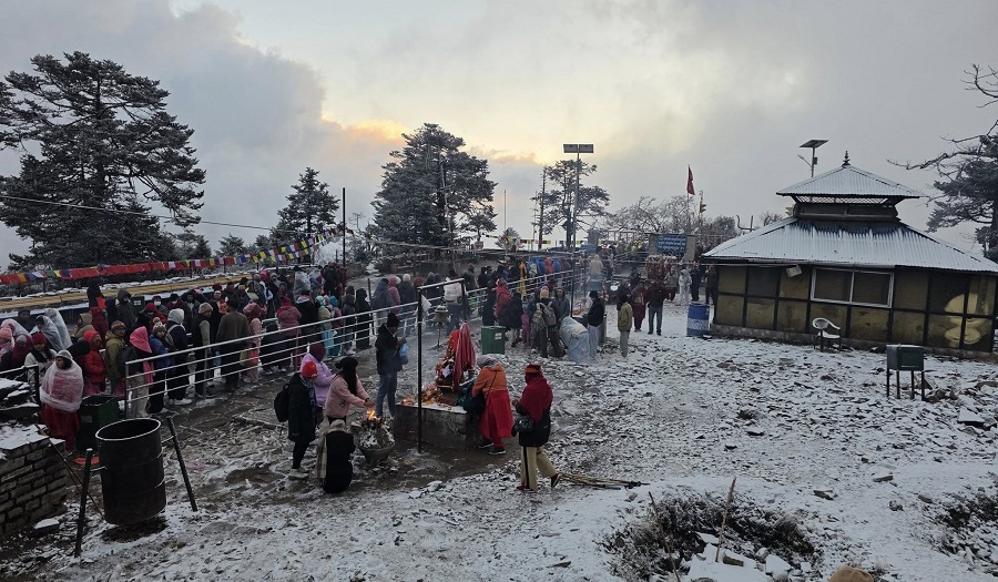 First snowfall in Pathibhara area of Taplejung