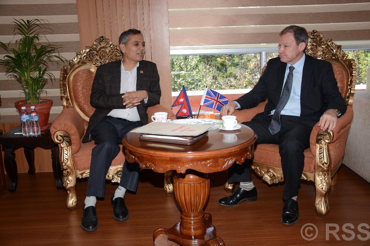 British Ambassador pays courtesy call on Home Minister Aryal