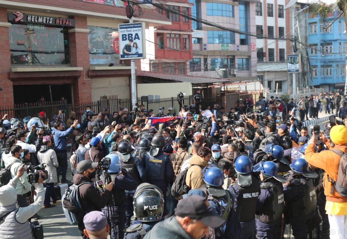 Eight demonstrators taken under control from Maitighar