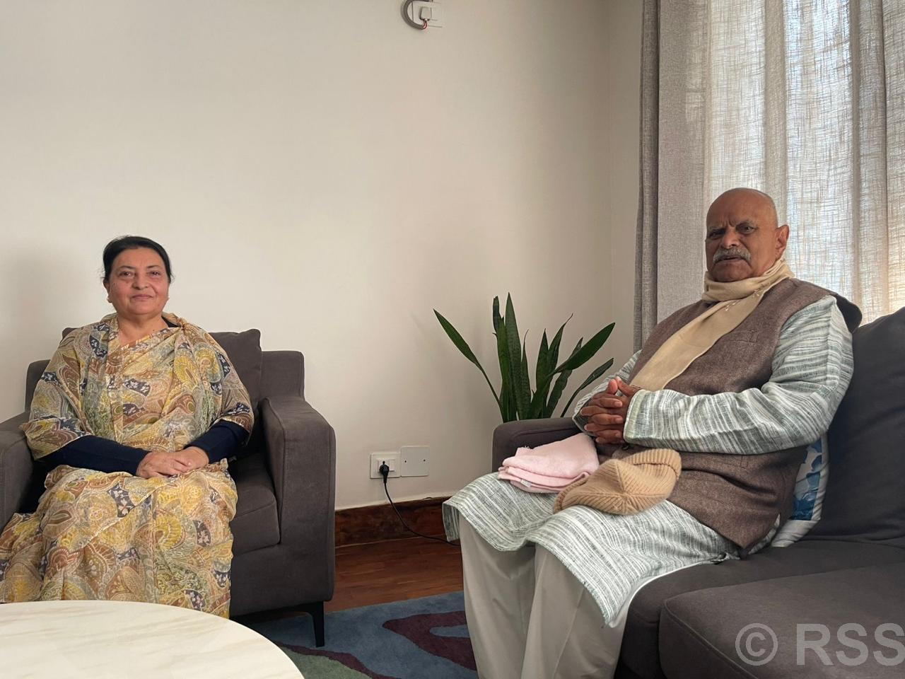 Former presidents Yadav and Bhandari meet