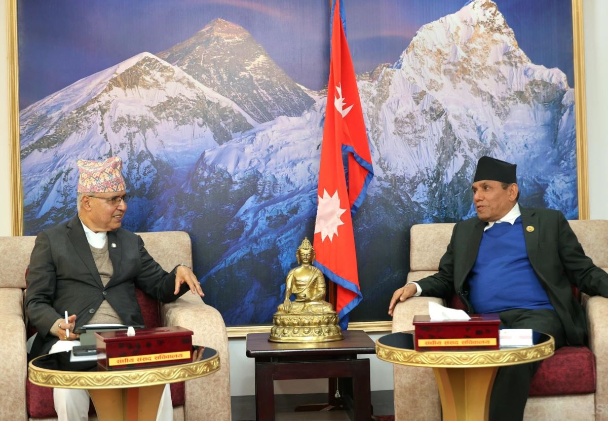 Ministers Khanal and Sinha call on NA Chair Dahal