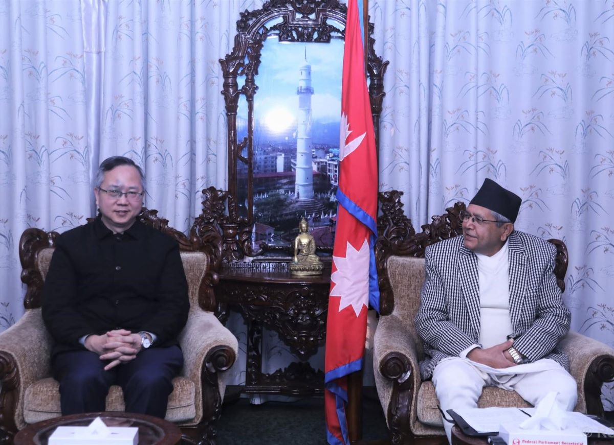 Chinese ambassador Chen Song pays farewell call on Speaker Ghimire
