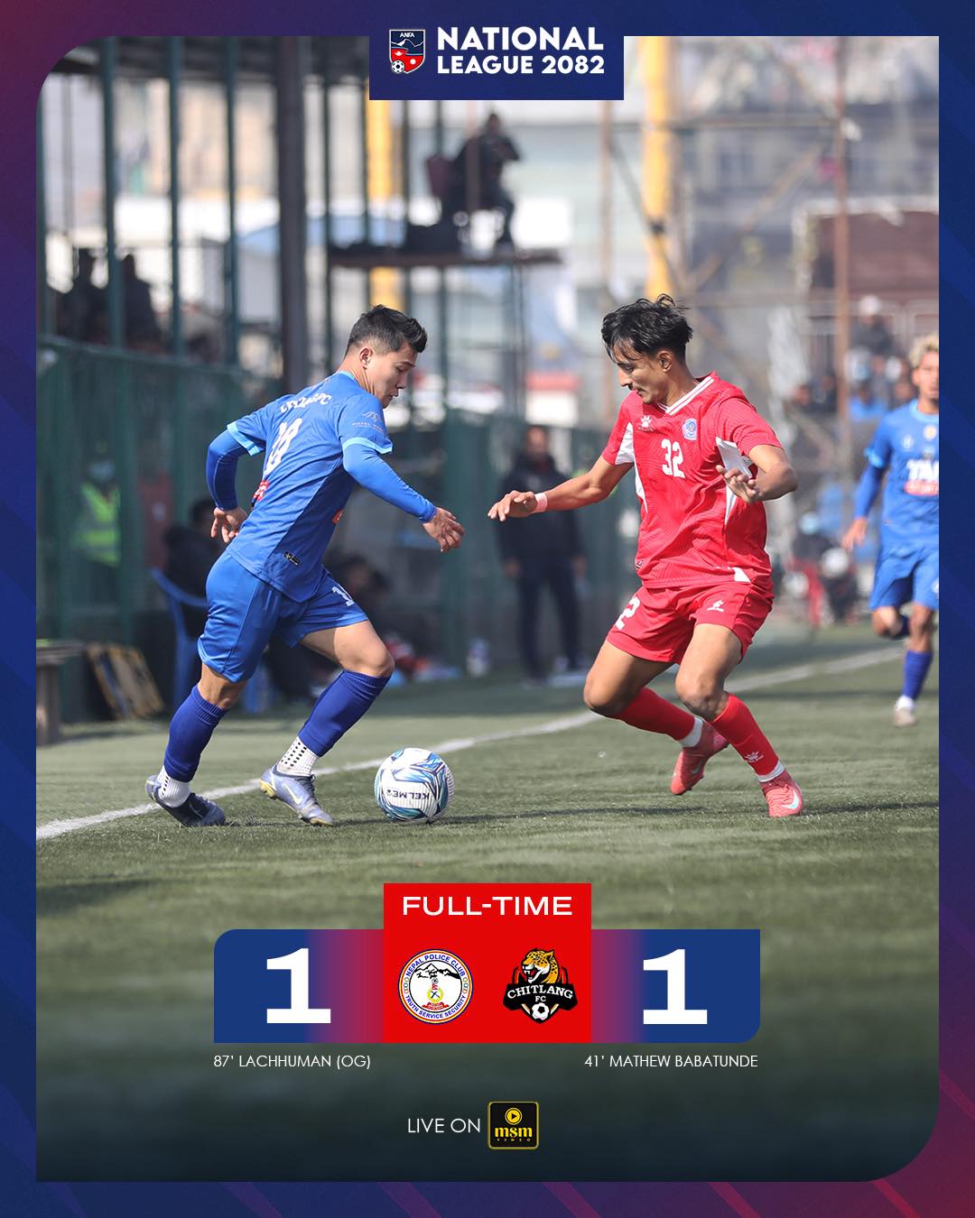 Nepal Police Club secures draw following Chitlang FC own goal