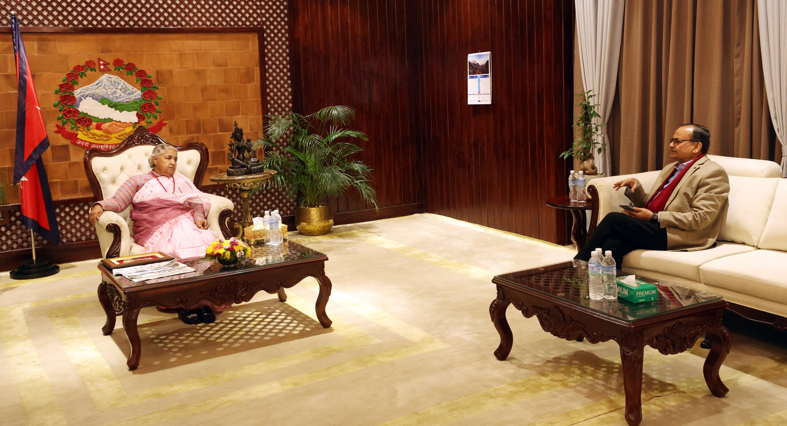 Meeting between Madhes Province Chief Labh and PM Karki