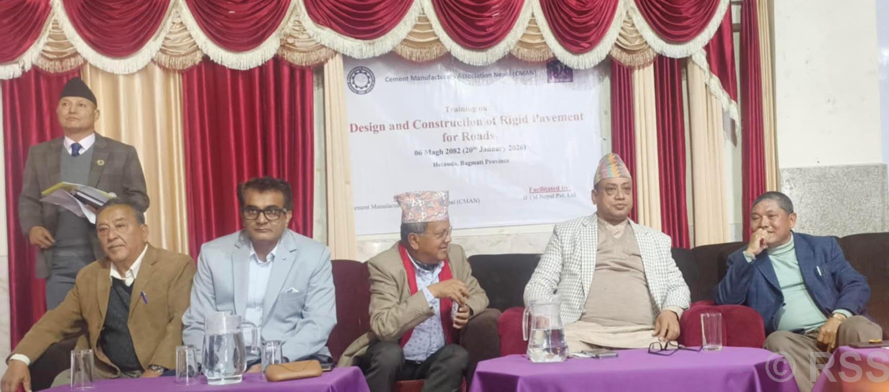 CM Baniya for using cement instead of asphalt in paving roadways in Nepal