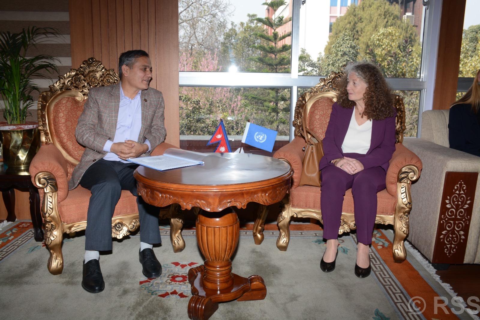 UN Resident Coordinator Yahia calls on Home Minister Aryal