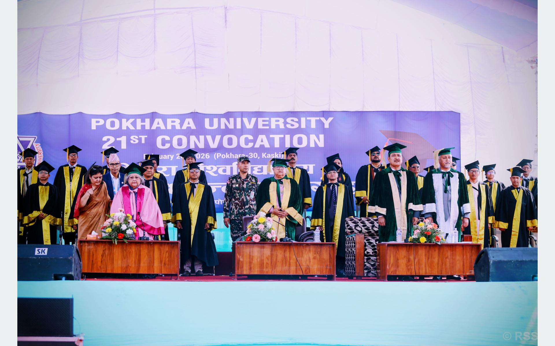 Pokhara University’s 21st Convocation: Education should not be limited to formal certificates, asserts PM Karki