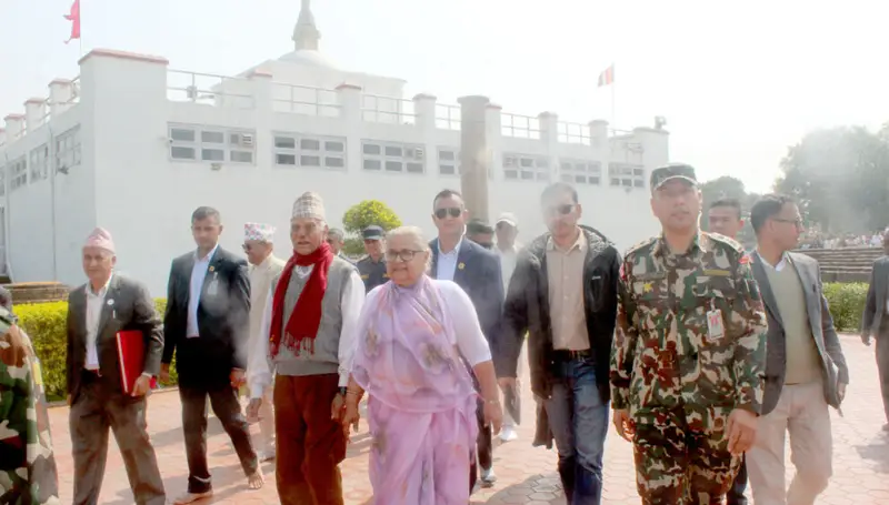 PM Karki visits Maya Devi Temple