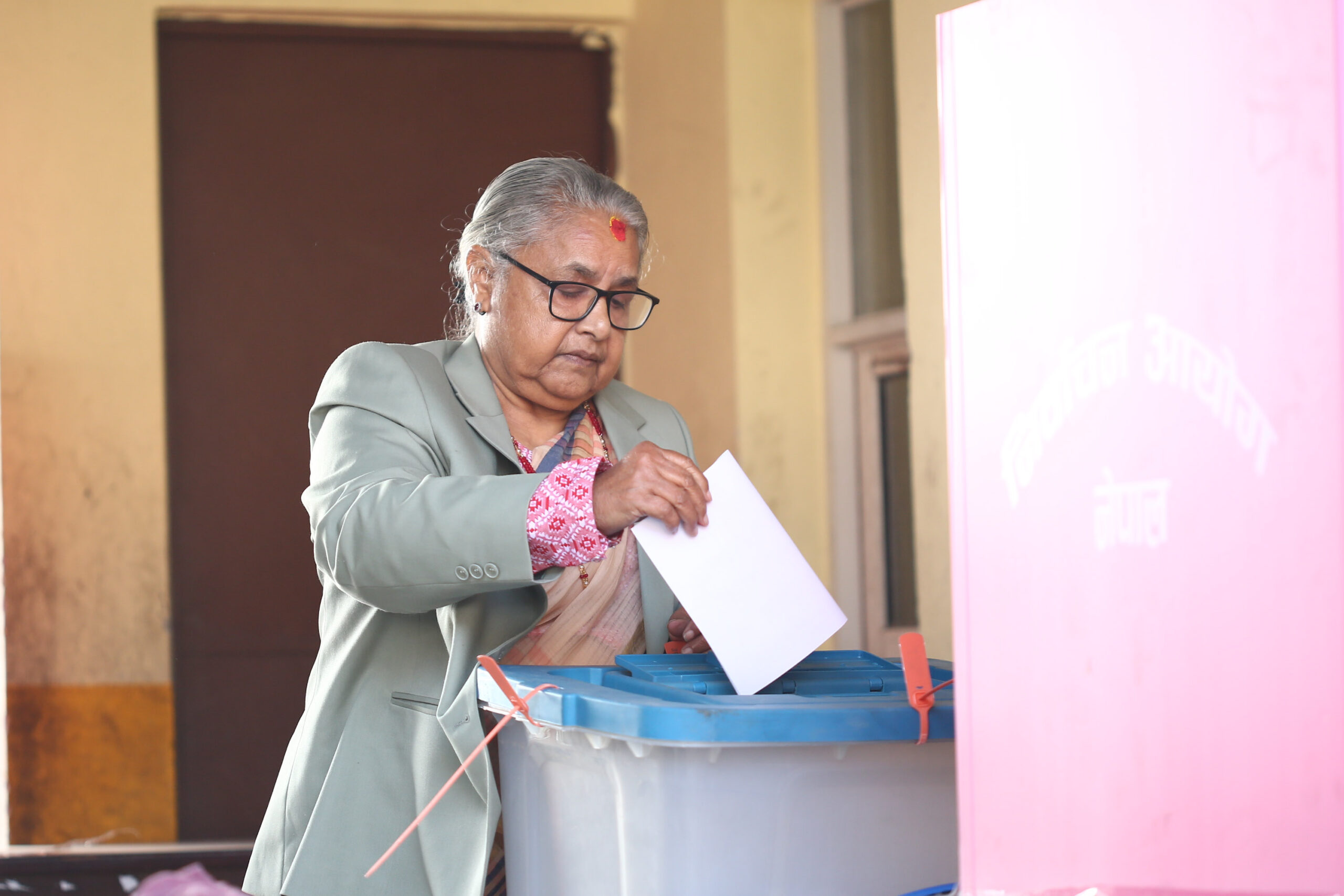 Prime Minister Karki casts her vote