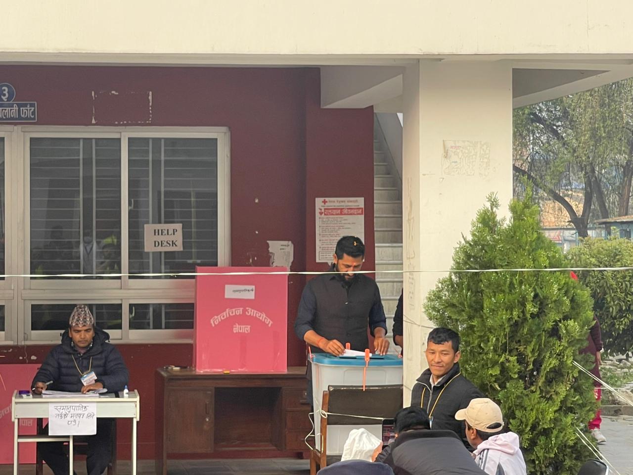 RSP Chairman Lamichhane and senior leader Sah cast their votes