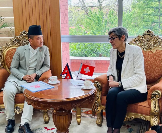 Swiss ambassador Meuwly meets home minister Gurung