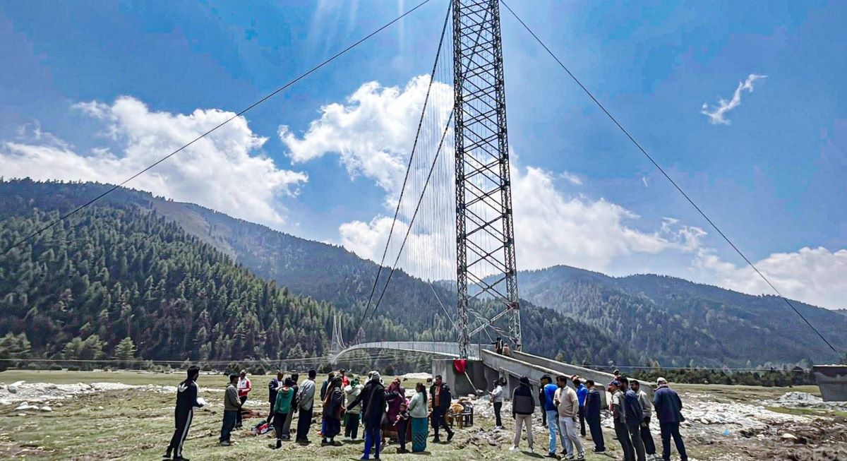 Suspension bridge constructed over Uttarganga river