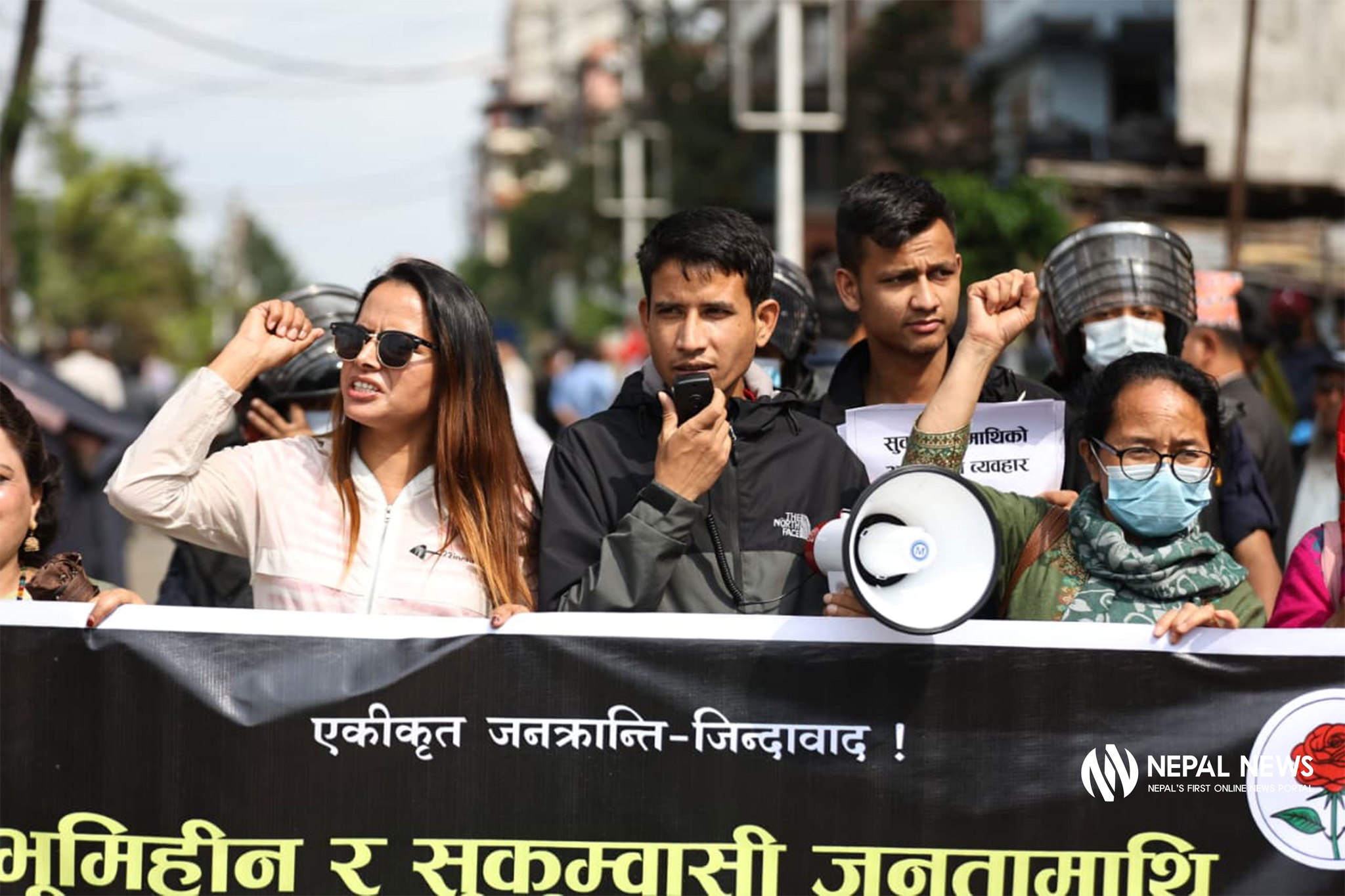 CPN-Maoist led by Chand protests against eviction of squatter settlements [Photo Feature]