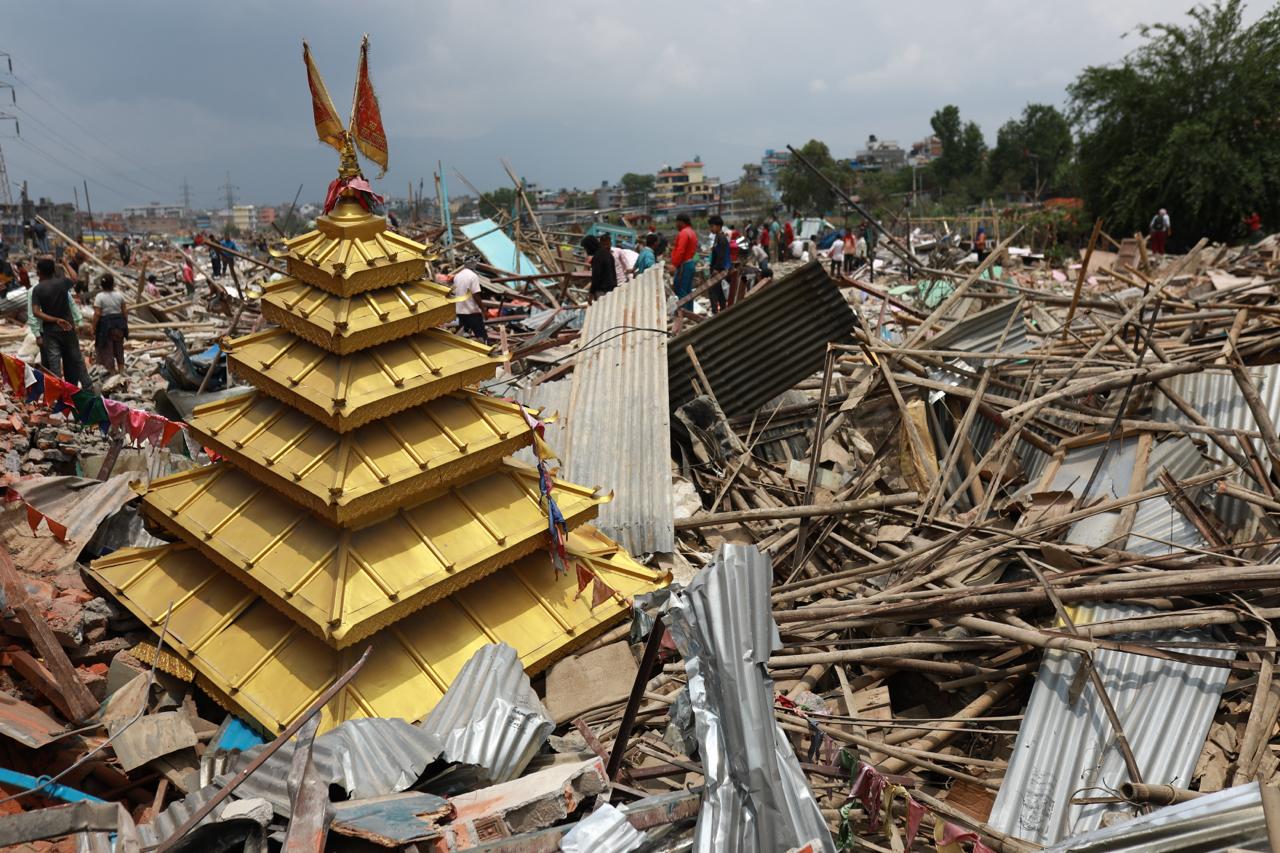 Monastery and temple demolished in Balkhu on Buddha Jayanti [Photo Feature]