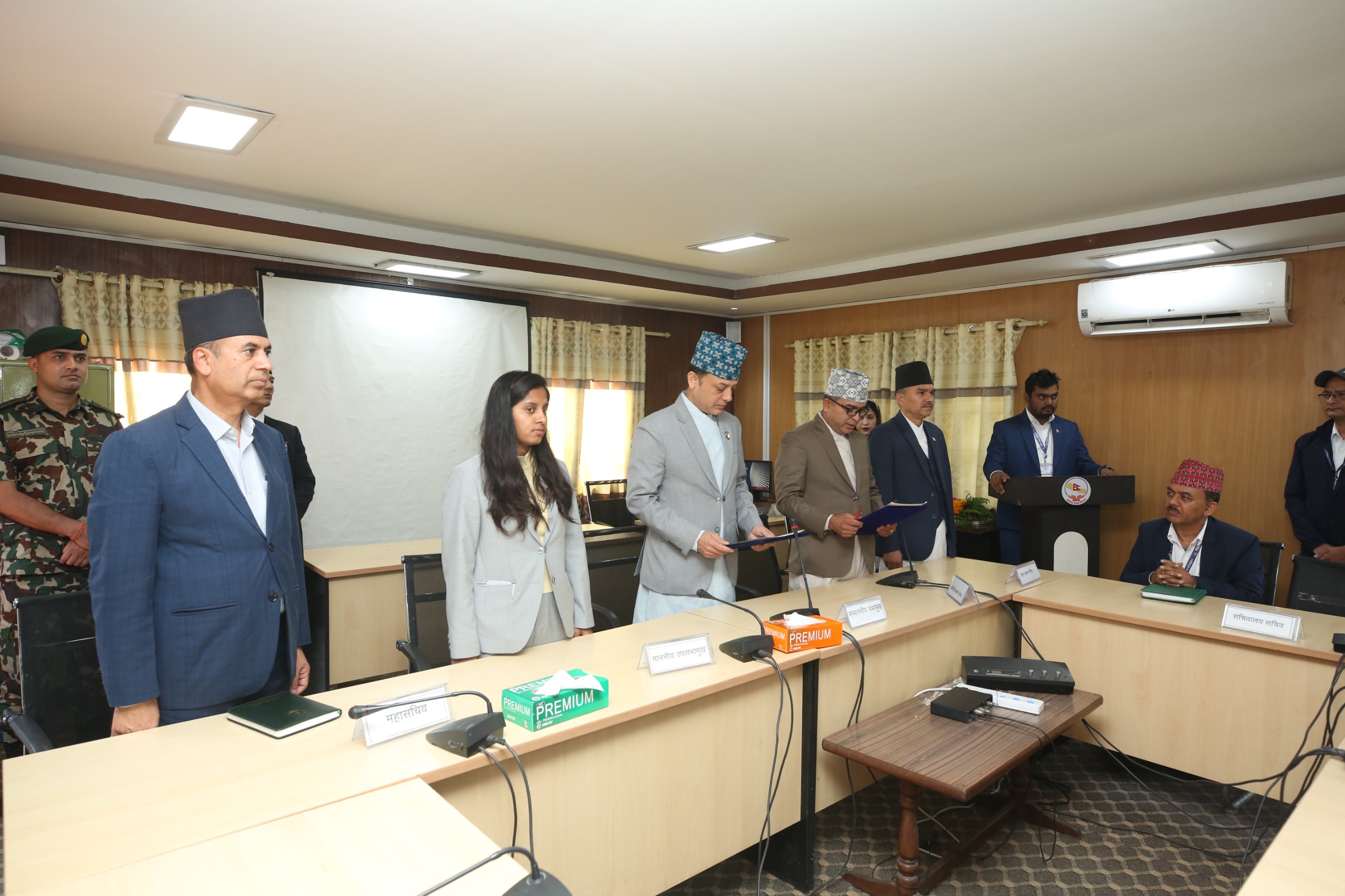 HoR Speaker administers oath to Secretary Adhikari