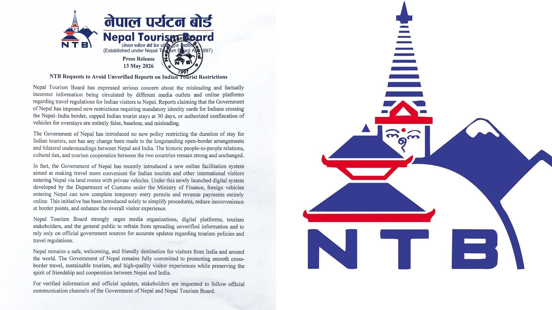 Nepal Tourism Board denies reports of new restrictions on Indian tourists