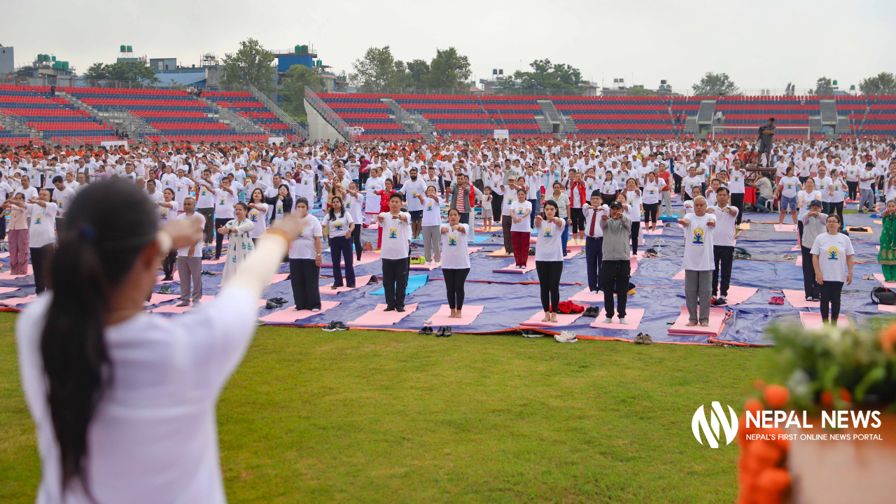 Hundreds perform Yoga asanas in Pokhara on 12th International Yoga Day (Photo Feature)