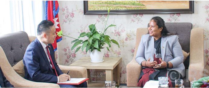 Chinese Ambassador Zhang pays courtesy call on Minister Chaudhary