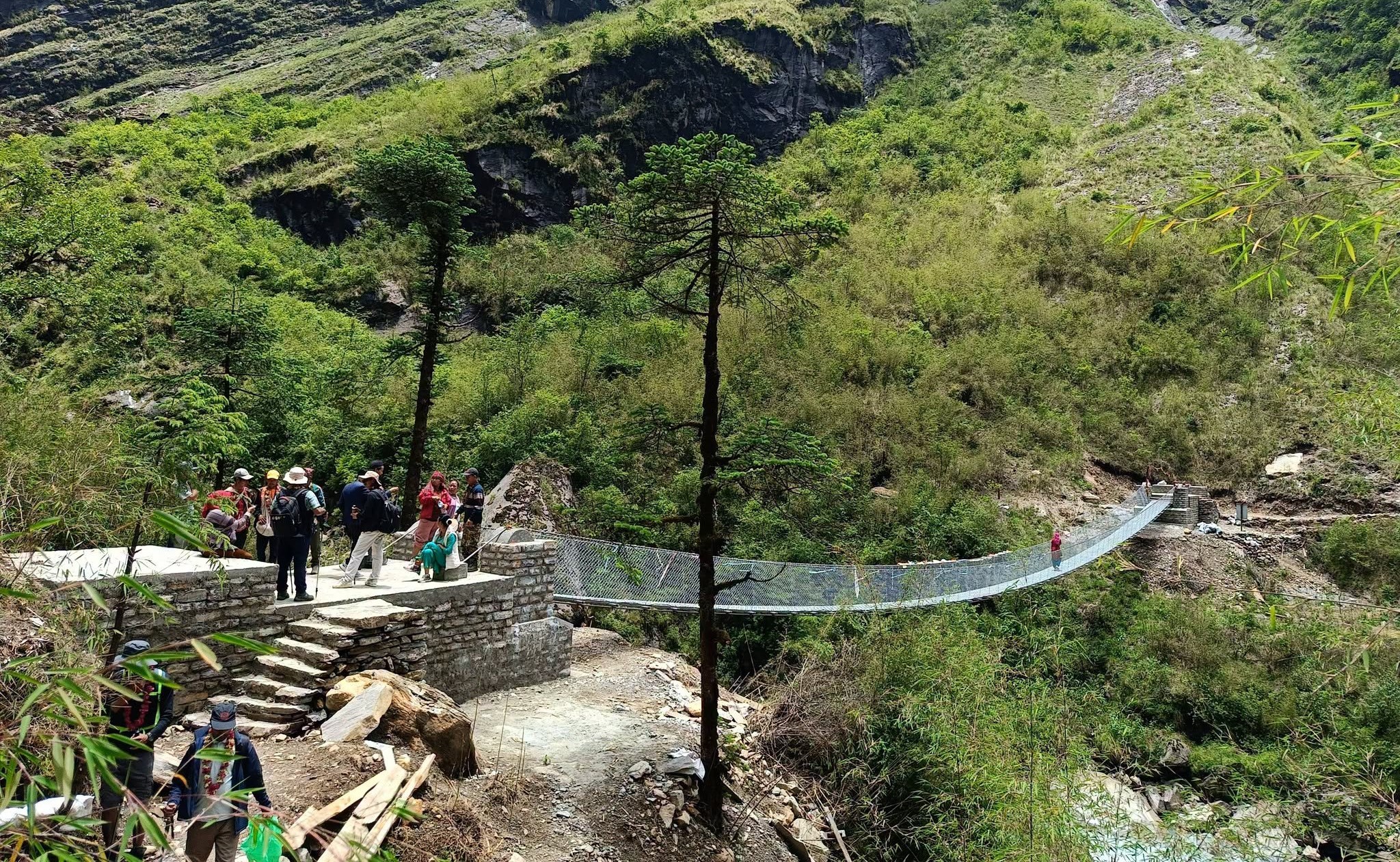 Suspension bridge constructed over Humkhola on the ‘Maurice Herzog’ trail