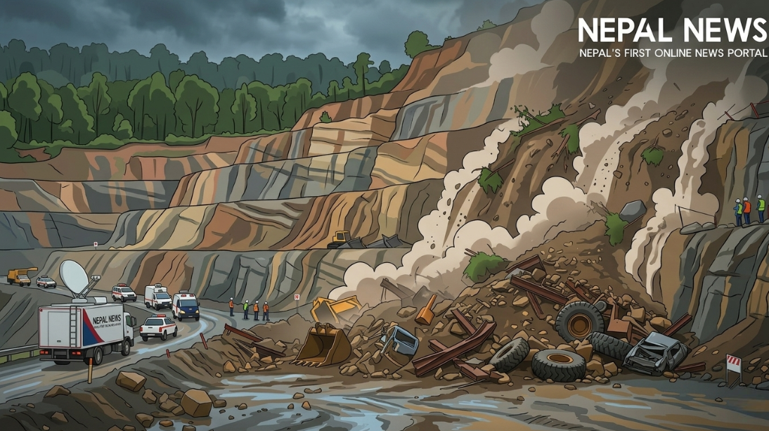 Landslide blocks Panchkhapan–Chainpur coad in Sankhuwasabha