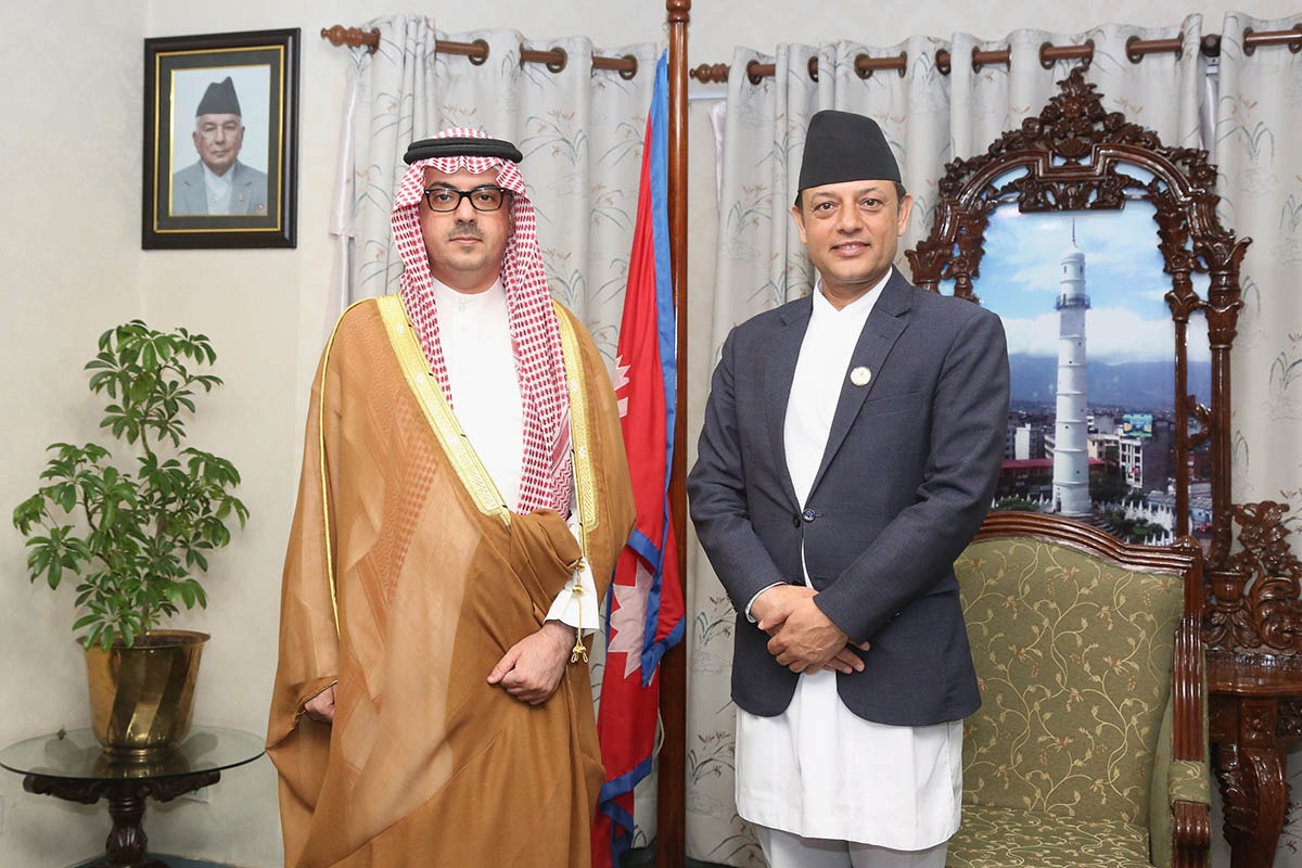 Saudi Ambassador pays courtesy call on Speaker Aryal