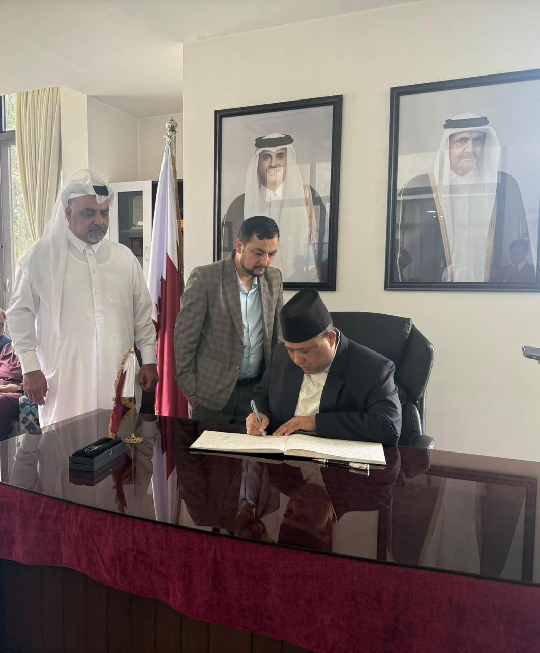 Foreign minister signs condolence book at Qatari Embassy today