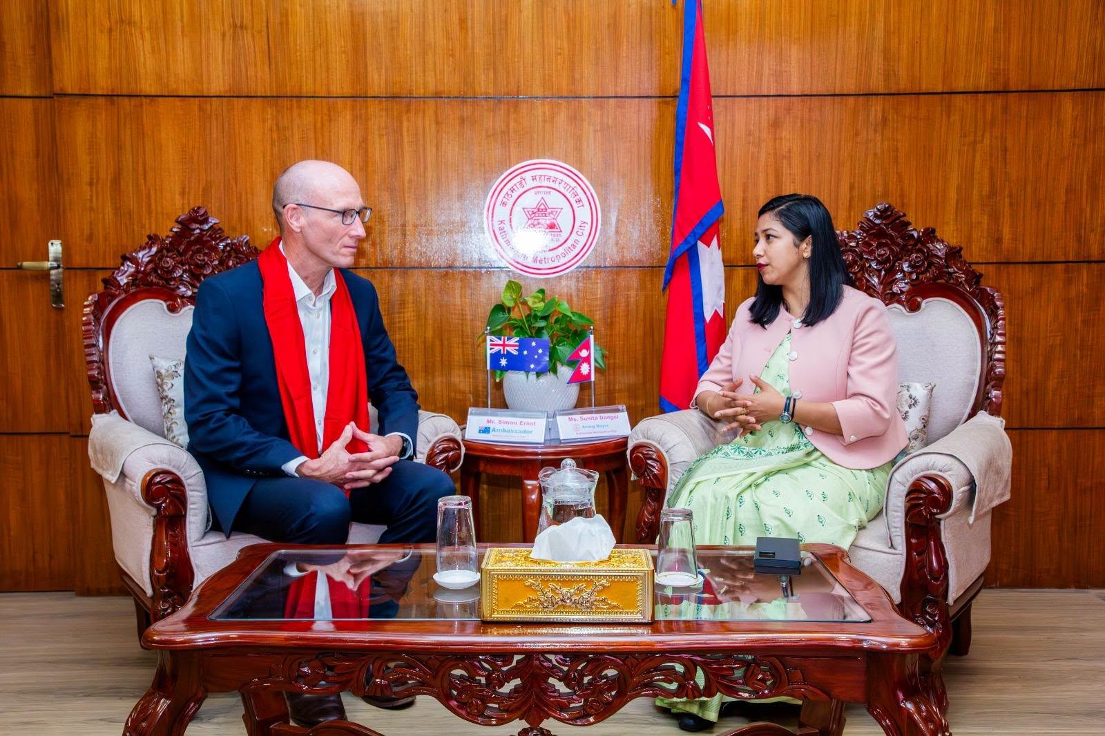 KMC Mayor Dangol, Australian Ambassador Ernst discuss international film festival