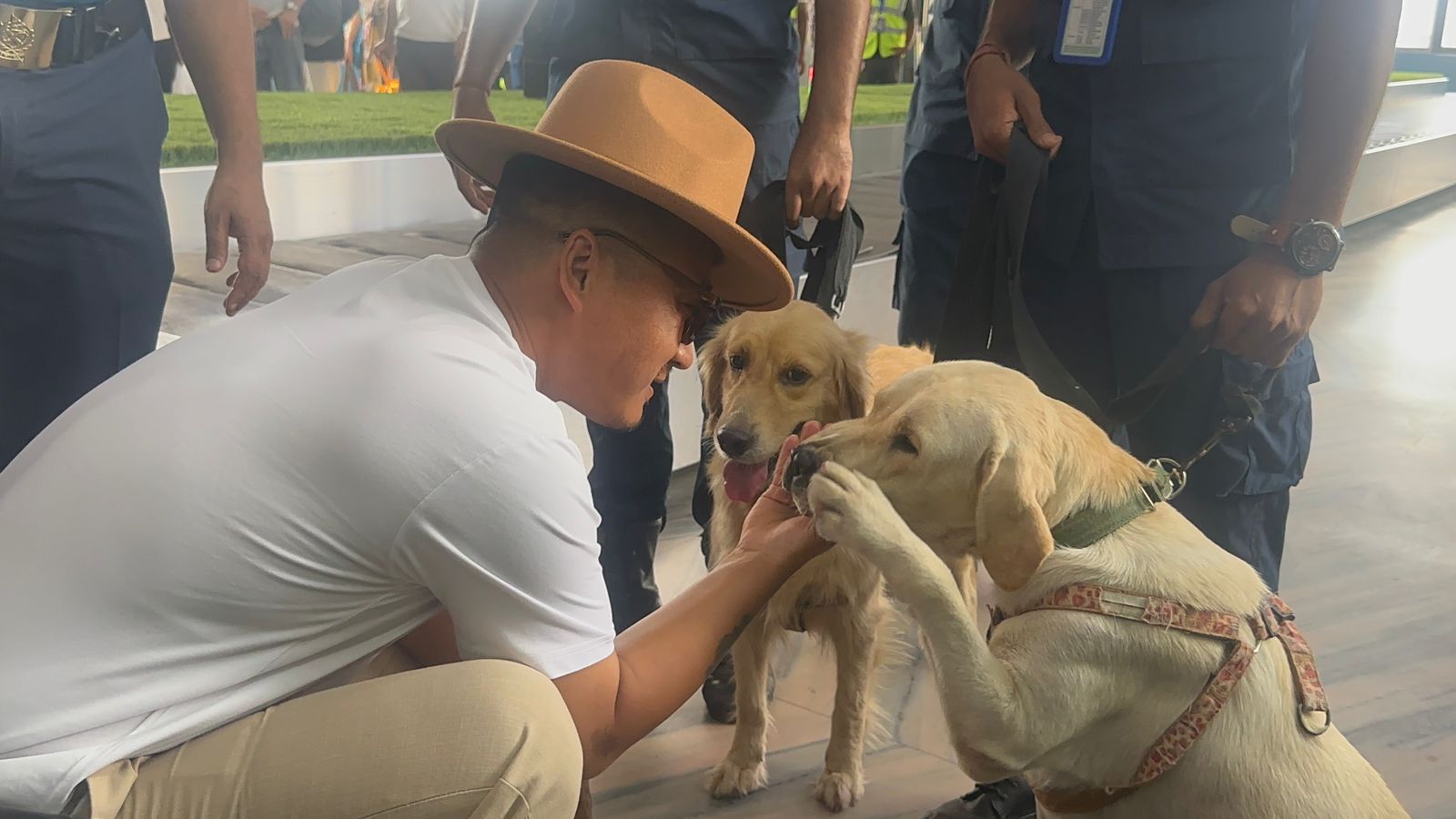 When Home Minister Gurung fondly mingled with a security check dog [Photo Feature]