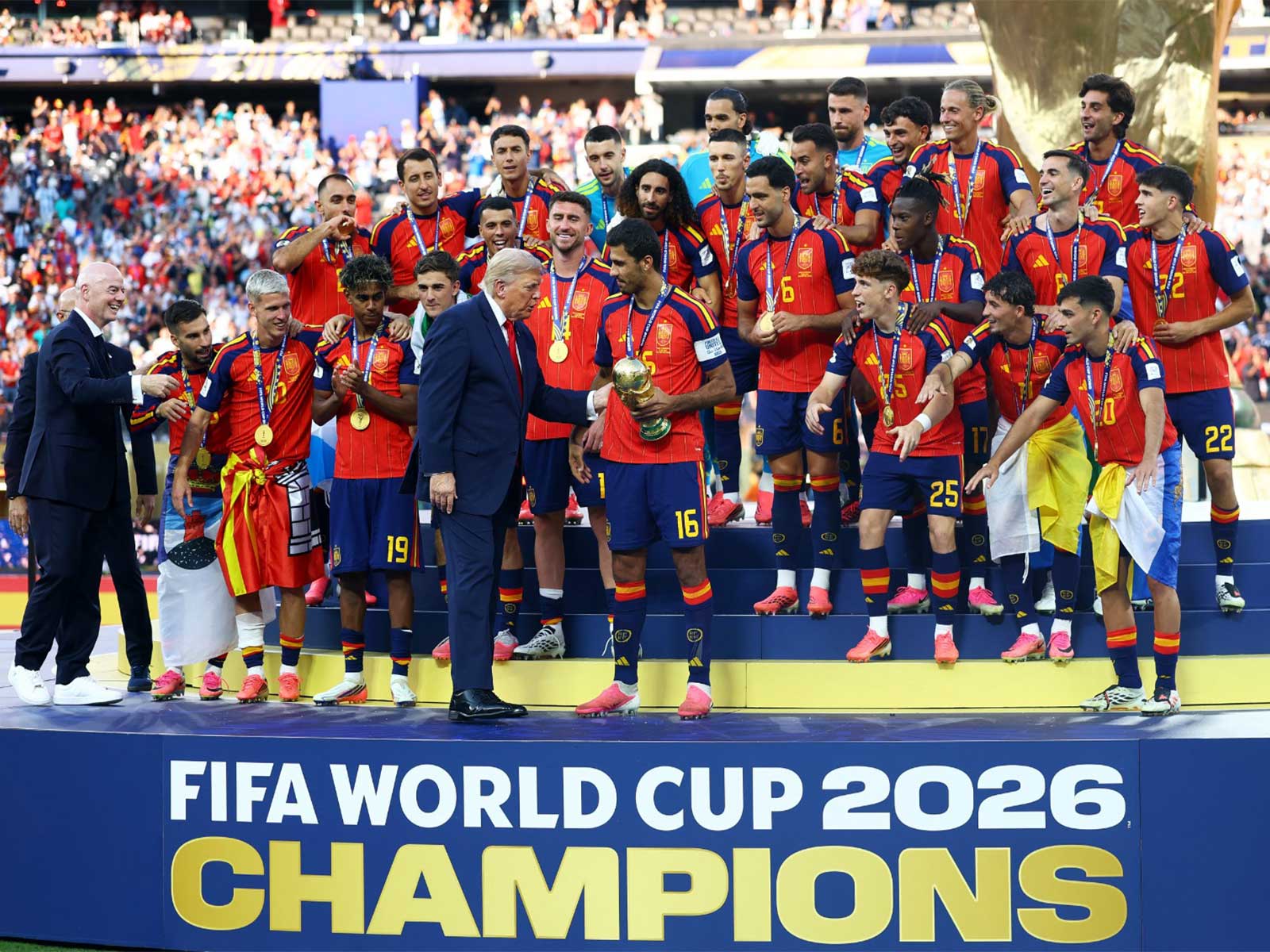 Trump presents FIFA World Cup 2026 trophy to Spain after final victory