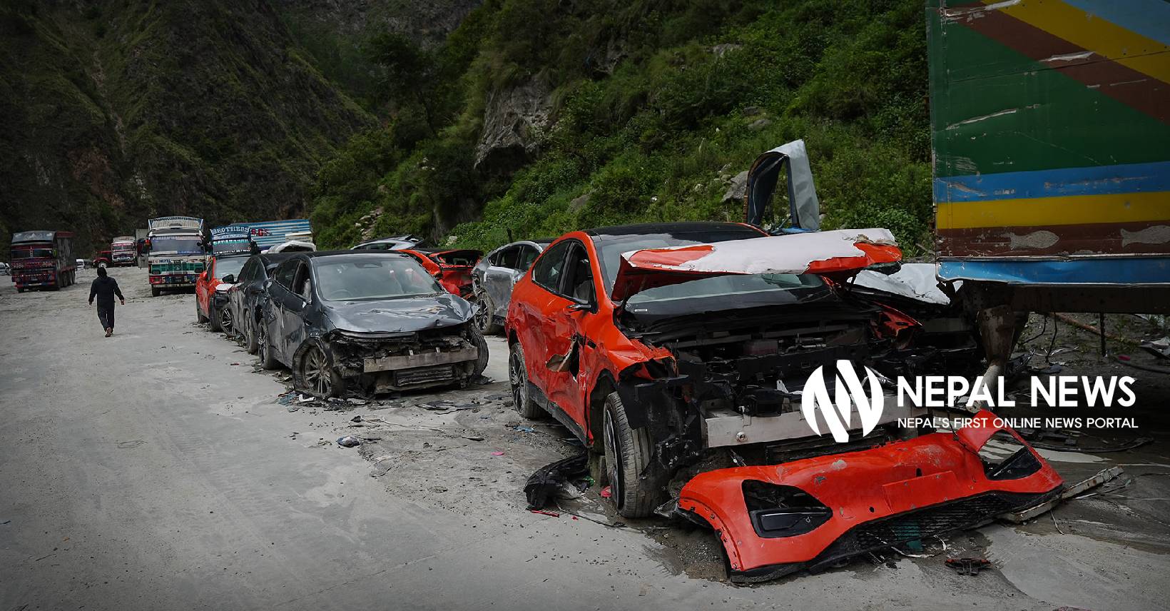 Rs 88 million in flood-damaged EVs abandoned at Rasuwa customs (Photo Feature)