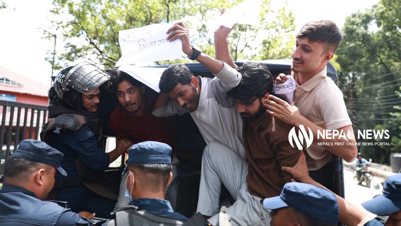 Youth protest against Education Minister Pokharel, branding him a ‘nepo baby’; five arrested