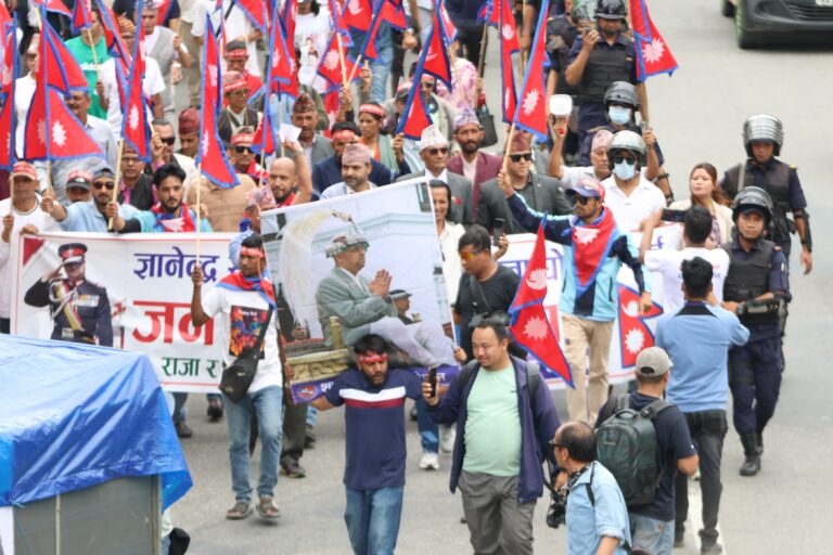 Rally organized at Ratnapark to mark former King Gyanendra’s 80th birthday [Photo Feature]