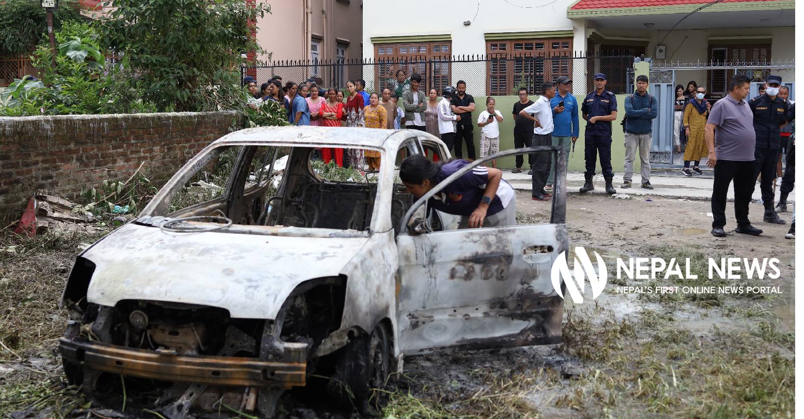 In pictures: Driver burned to death as parked car catches fire in Kirtipur