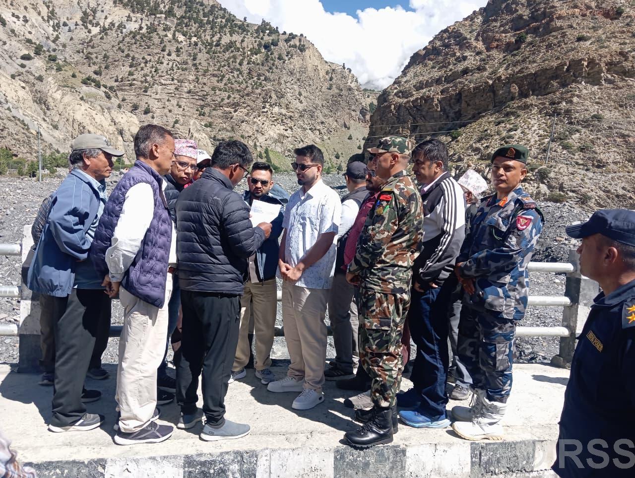 Infrastructure Minister Lamsal inspects Beni-Jomsom-Korala Road Project