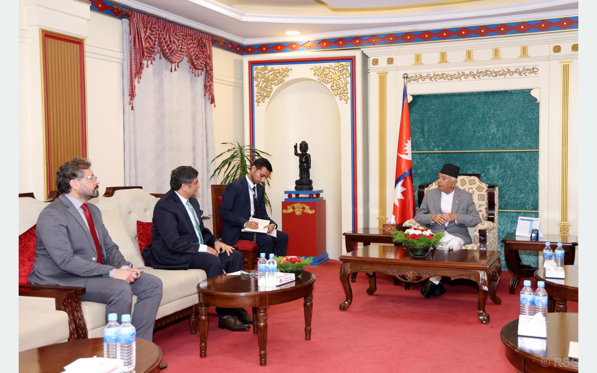 Pakistani Ambassador Hashmi pays farewell call on President Paudel