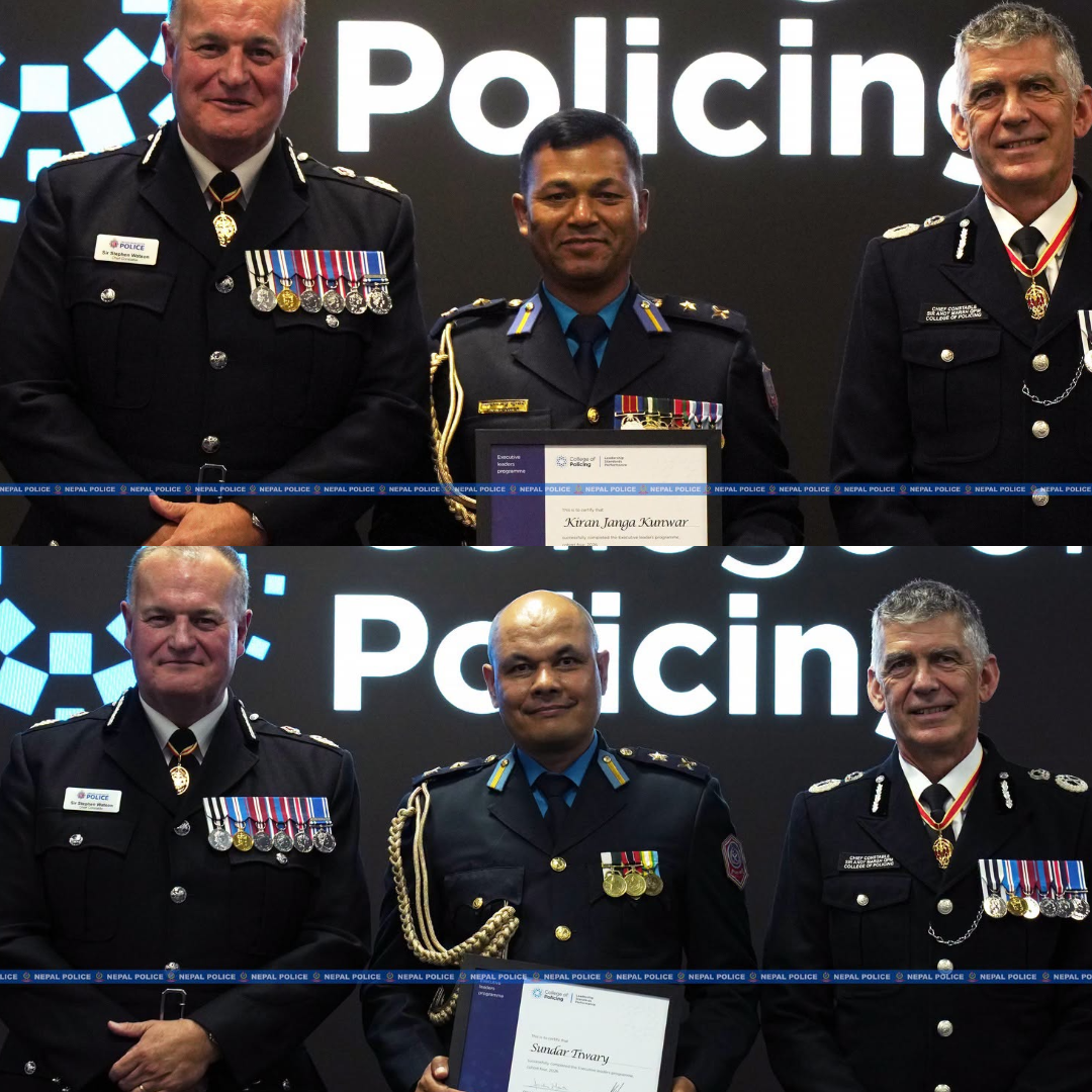 British Embassy congratulates two Nepal Police officers on completing UK leadership program
