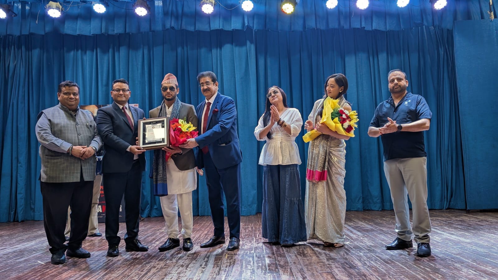 Nepali Embassy in India felicitates Pradeep Khadka and Anna Sharma as cultural goodwill ambassadors