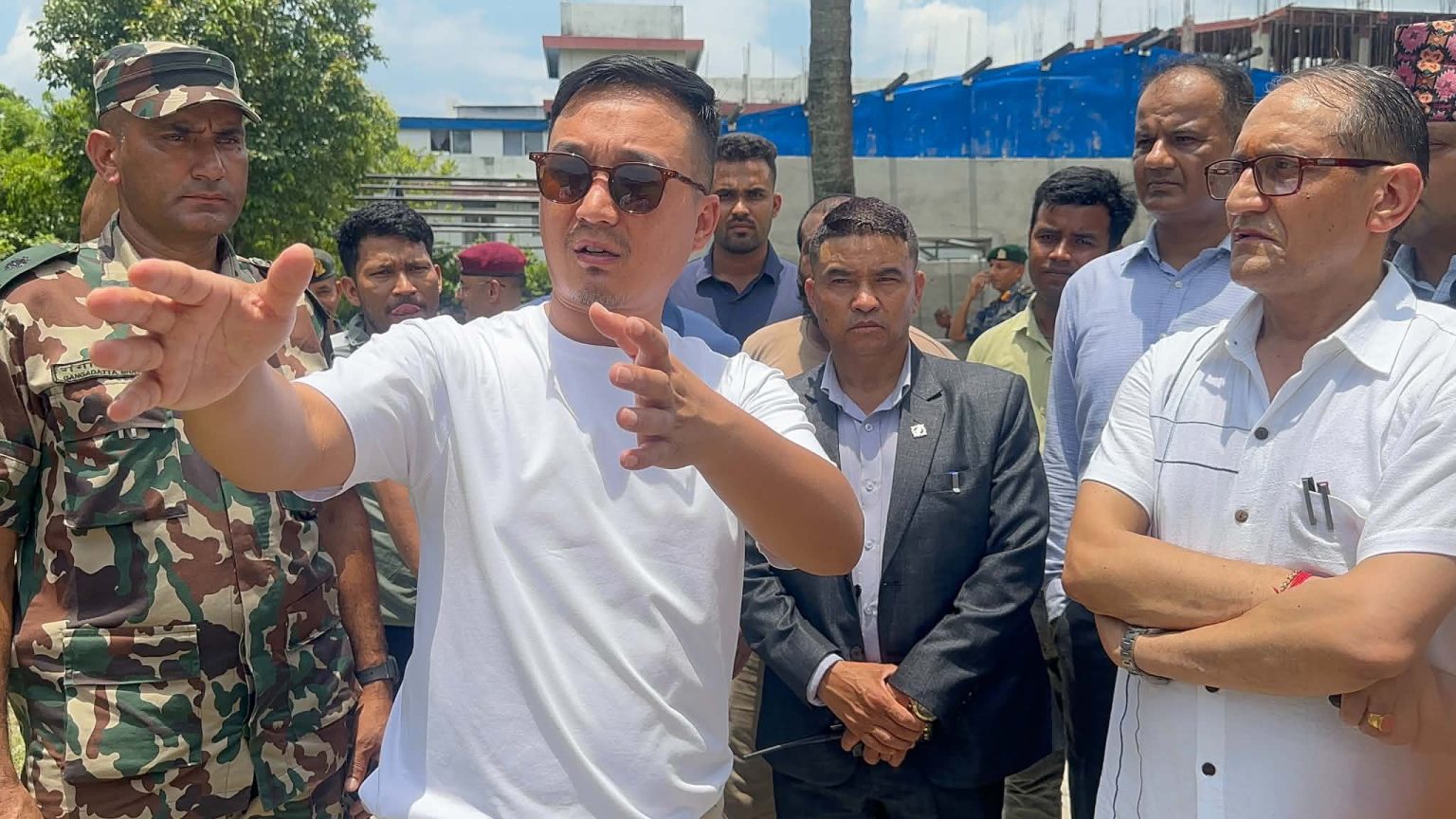 Home Minister Gurung reviewing Jhapa’s border security and elephant-affected areas